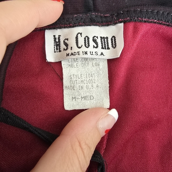 Vintage Ms. Cosmo 90s Y2K Red and Black Floral Dress Women's Sz M. - Picture 4 of 8